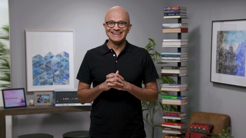 한국시간 25일 온라인으로 열린 마이크로소프트 빌드 2022에서 사티아 나델라 마이크로소프트 CEO 겸 이사회 의장이 기조 연설을 하고 있다(사진=마이크로소프트).