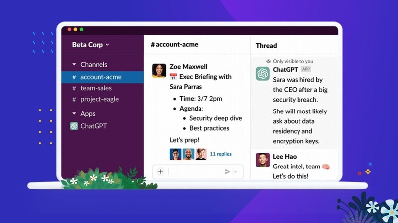 ChatGPT를 탑재한 슬랙, 출처 : Introducing the ChatGPT App for Slack - Salesforce News
