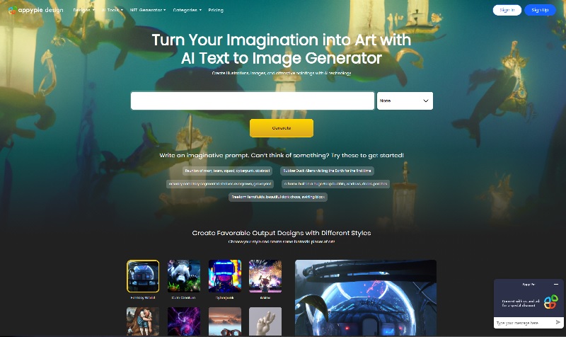 애피 파이 디자인이 출시한 AI 텍스트 투 이미지 생성기