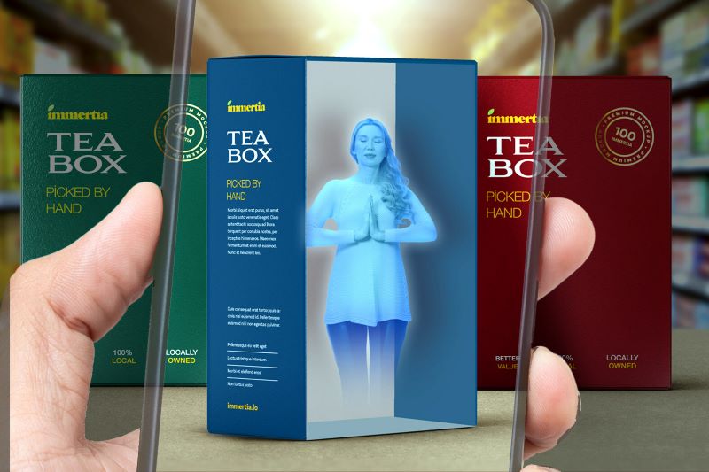 제품 포장에서 활성화되는 이머시아의 홀로그램 컨시어지