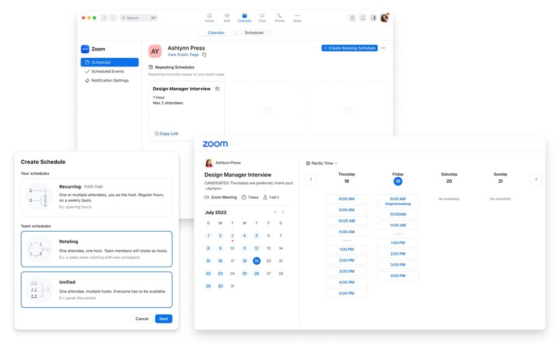 줌 스케줄러 사용 화면