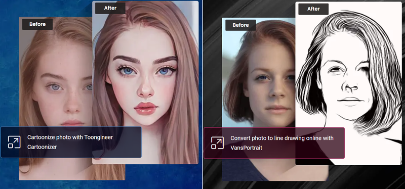 밴스AI의 툰지니어 카투나이저와 밴스포트레이트 (자료제공=밴스AI)