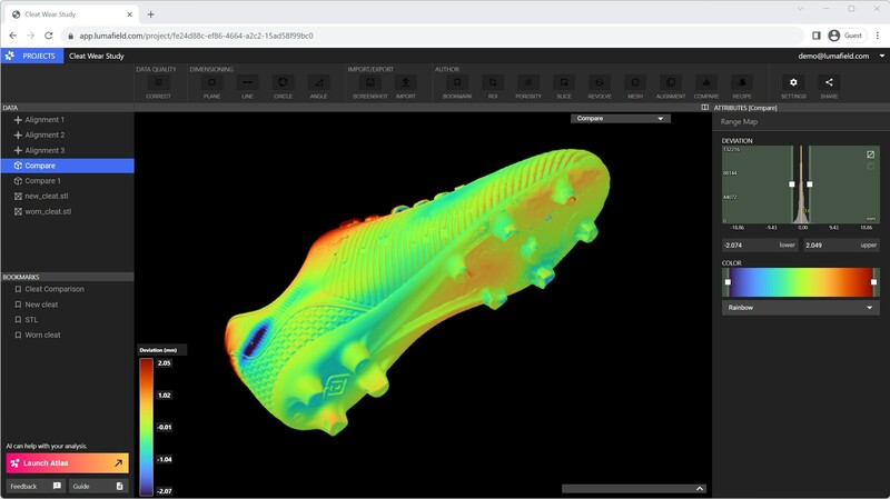 아틀라스는 루마필드의 클라우드 기반 3D 스캔 및 산업용 CT 스캔 분석 소프트웨어인 보이저의 새로운 도구다. (자료 제공=루마필드)