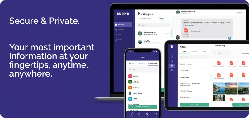 벙커는 시간이 절약되는 저렴한 올인원 앱으로 민감한 정보를 저장하고 공유하려는 가족과 그룹이 전 세계적으로 사용한다.