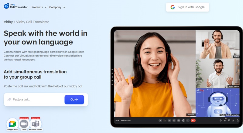 구글 밋용 비드바이 통화 번역기 서비스