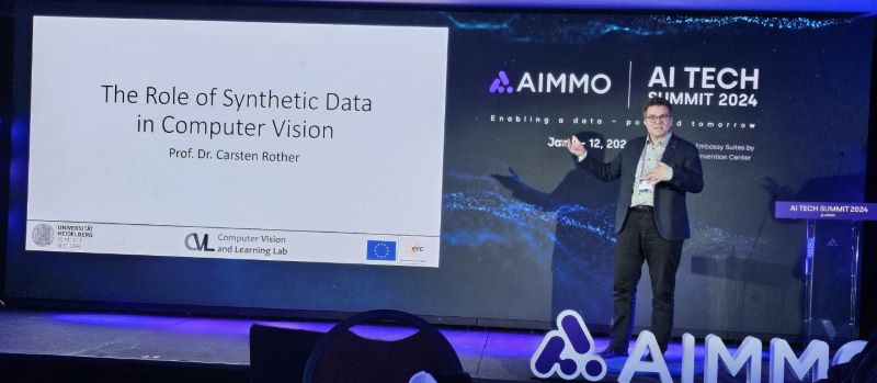 하이델베르크 대학 칼스턴 로터 교수가 컴퓨터 비전에서의 합성데이터의 중요성을 이야기 하고 있다.