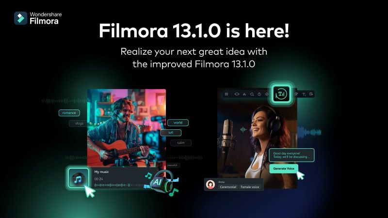원도쉐어 테크놀로지, AI 기반 음악 생성기 추가된 비디오 편집 SW ‘원더쉐어 필모라 13.1.0’