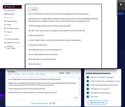 사용자의 스타일을 정확하게 복제하는 모치 휴먼 텍스트