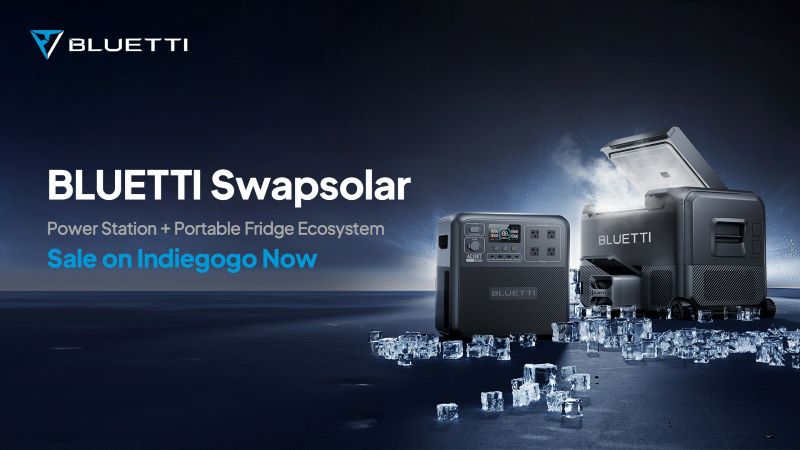 블루티가 출시한 휴대용 냉장고와 배터리가 포함되고 핫 스왑이 가능한 스왑솔라