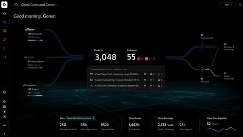 XSIAM 클라우드 커맨드 센터 화면