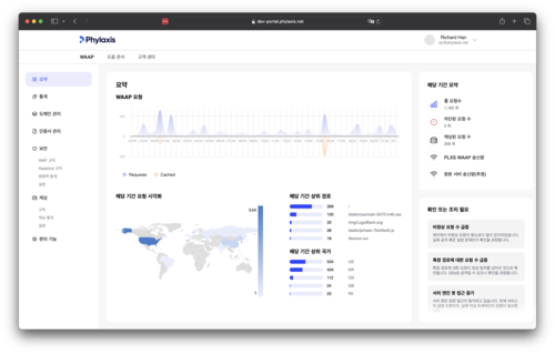 ‘Phylaxis Portal’ (제품 관리 대시보드) 실시간으로  간편하게 적용할 수 있는 ‘Phylaxis WAAP’