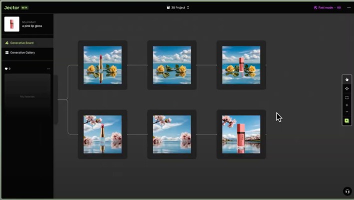 커넥트브릭의 제품 광고 제작 솔루션 ‘젝터’의 제품 합성 기능 예시