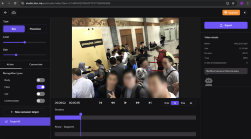 '블러미'의 영상 모자이크 사용 예시