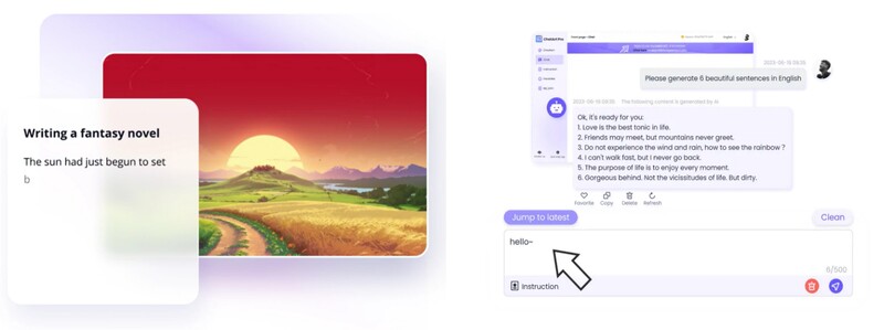 AI기반 텍스트 동영상 변환 도구 '노비AI' 및 AI 생성 도구 '챗아트' 사용 예시