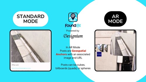 디자이니움은 파운드앳과 함께 지리적 위치 기반 AR 앱을 개발했다.