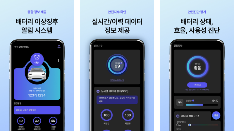 피엠그로우의 전기차 배터리 안전 알림 서비스 '와트세이프' 앱 사용 예시