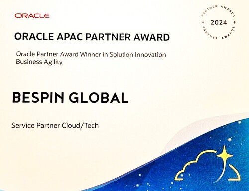 베스핀글로벌이 오라클 파트너 어워드 비즈니스 민첩성 부문에 선정됐다.