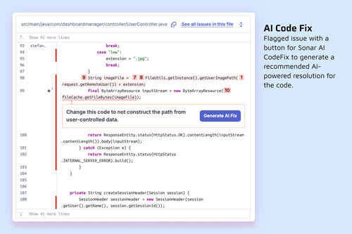 AI 코드 수정 기능 예시 화면