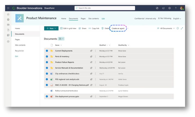 사용자는 셰어포인트 등의 플랫폼에서 AI 에이전트를 손쉽게 생성하고 활용할 수 있다.