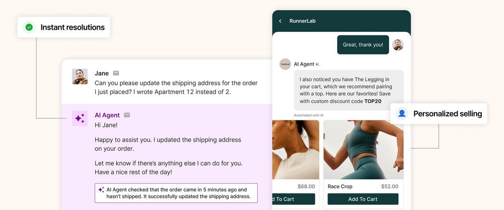 고르기아스의 이커머스 대화형 AI 화면