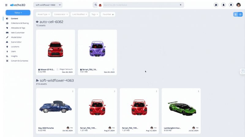 에코3D의 3D 자산 관리 시스템 화면