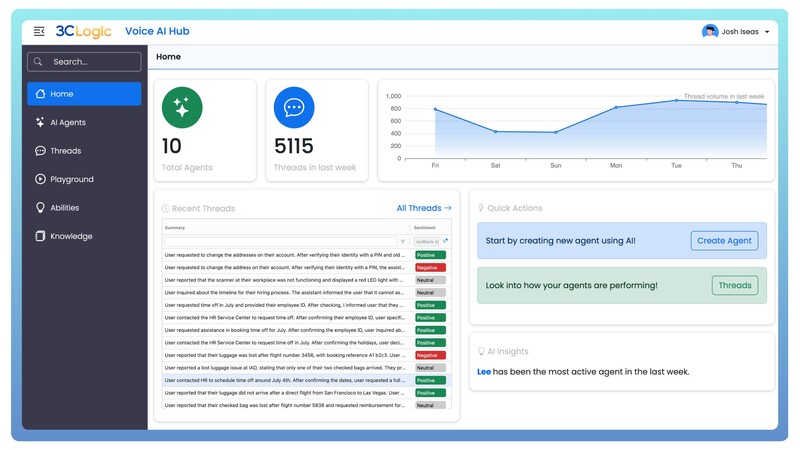 음성 AI 허브 화면