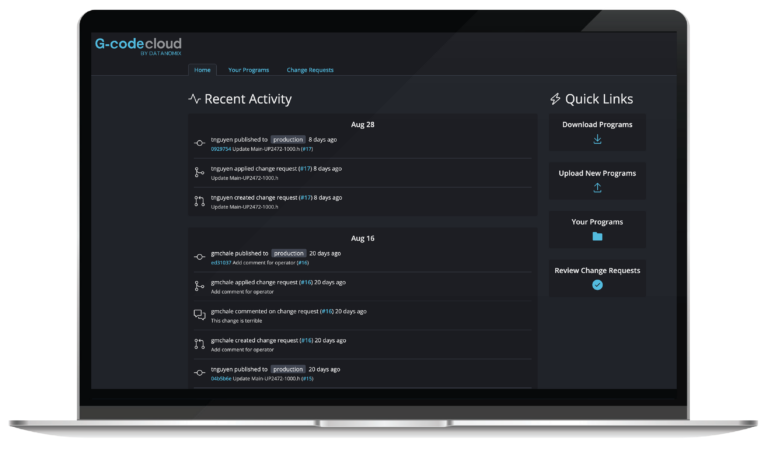 G-코드 클라우드 화면