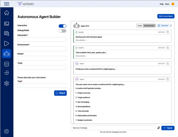  ‘자율 에이전트 빌더’ 대시보드 화면