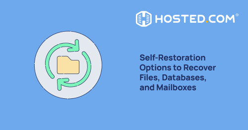 호스티드닷컴은 아크로니스 백업 솔루션을 사용해 웹사이트 파일의 자체 복원을 제공한다.