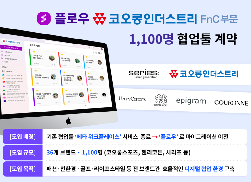 마드라스체크가 이하 코오롱FnC에 협업툴 플로우를 공급한다.