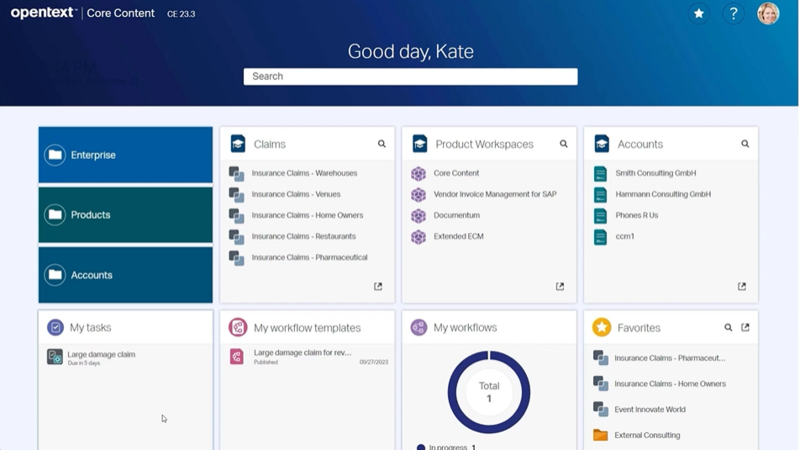 코어 콘텐츠 화면