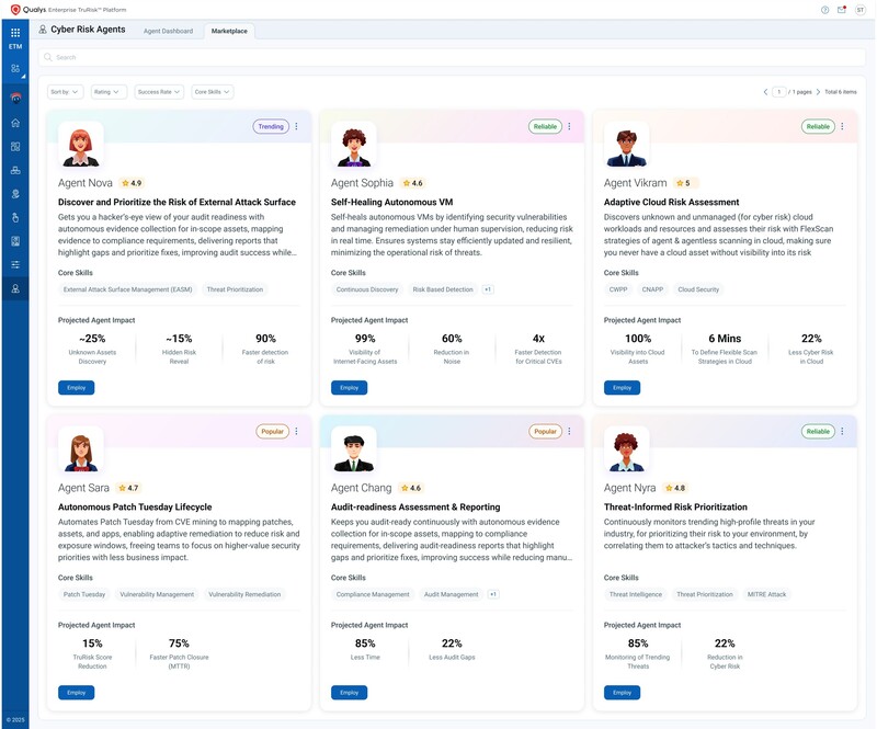 에이전틱 AI를 사용한 퀼리스 엔터프라이즈 트루리스크 관리 화면