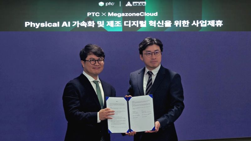 메가존클라우드와 PTC 코리아의 AI 제조 산업 디지털 혁신 협력식